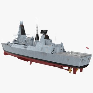 3D Royal Navy Type 45 Destroyer Rigged for Cinema 4D model