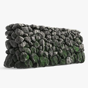 Dark Mossy Stone Wall 3D model