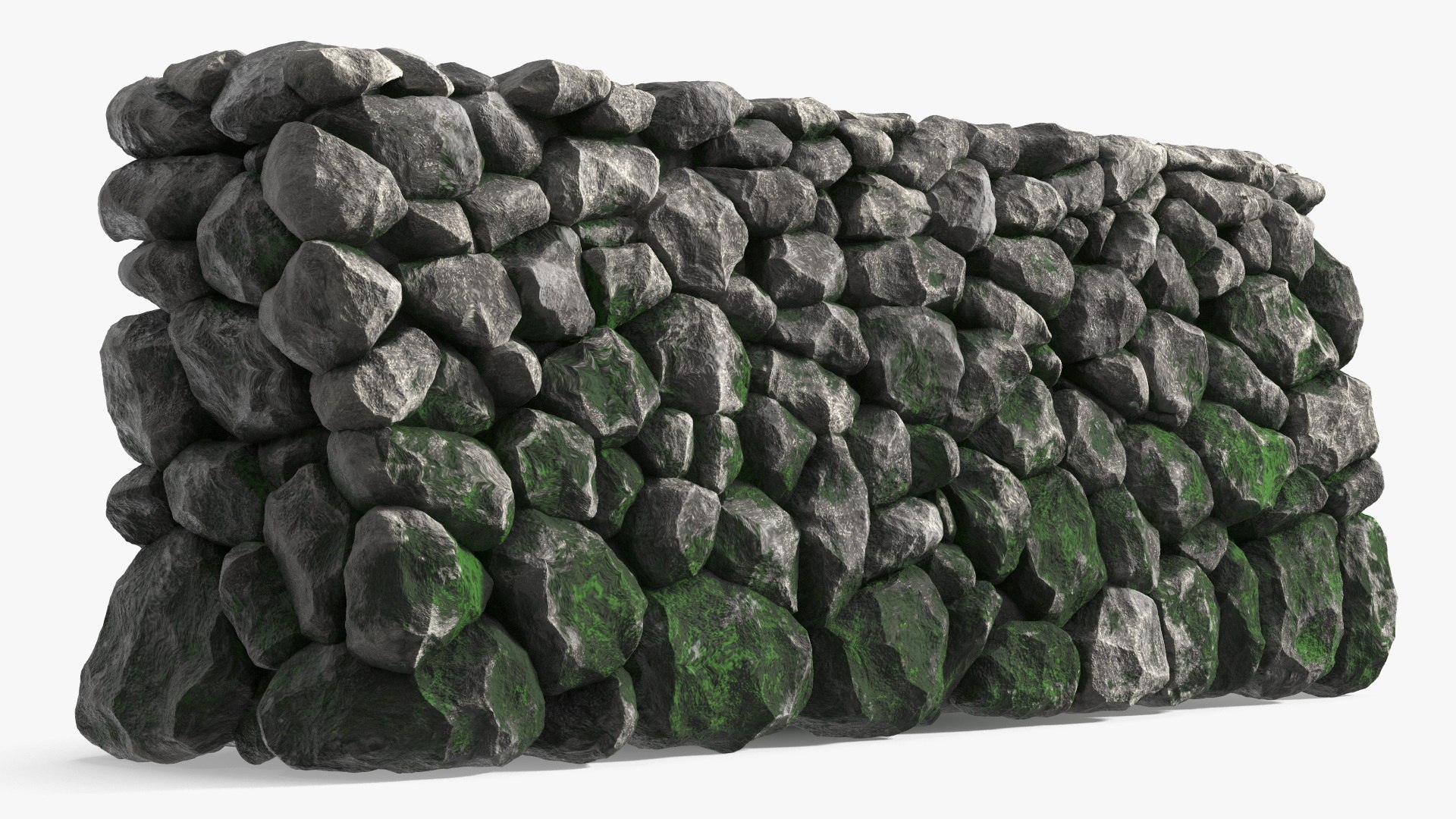 Dark Mossy Stone Wall 3D model preview
