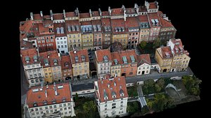 3D old town middle ages city sector drone photogrammetry model