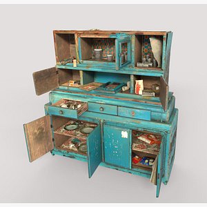 3D Old Blue Cabinet
