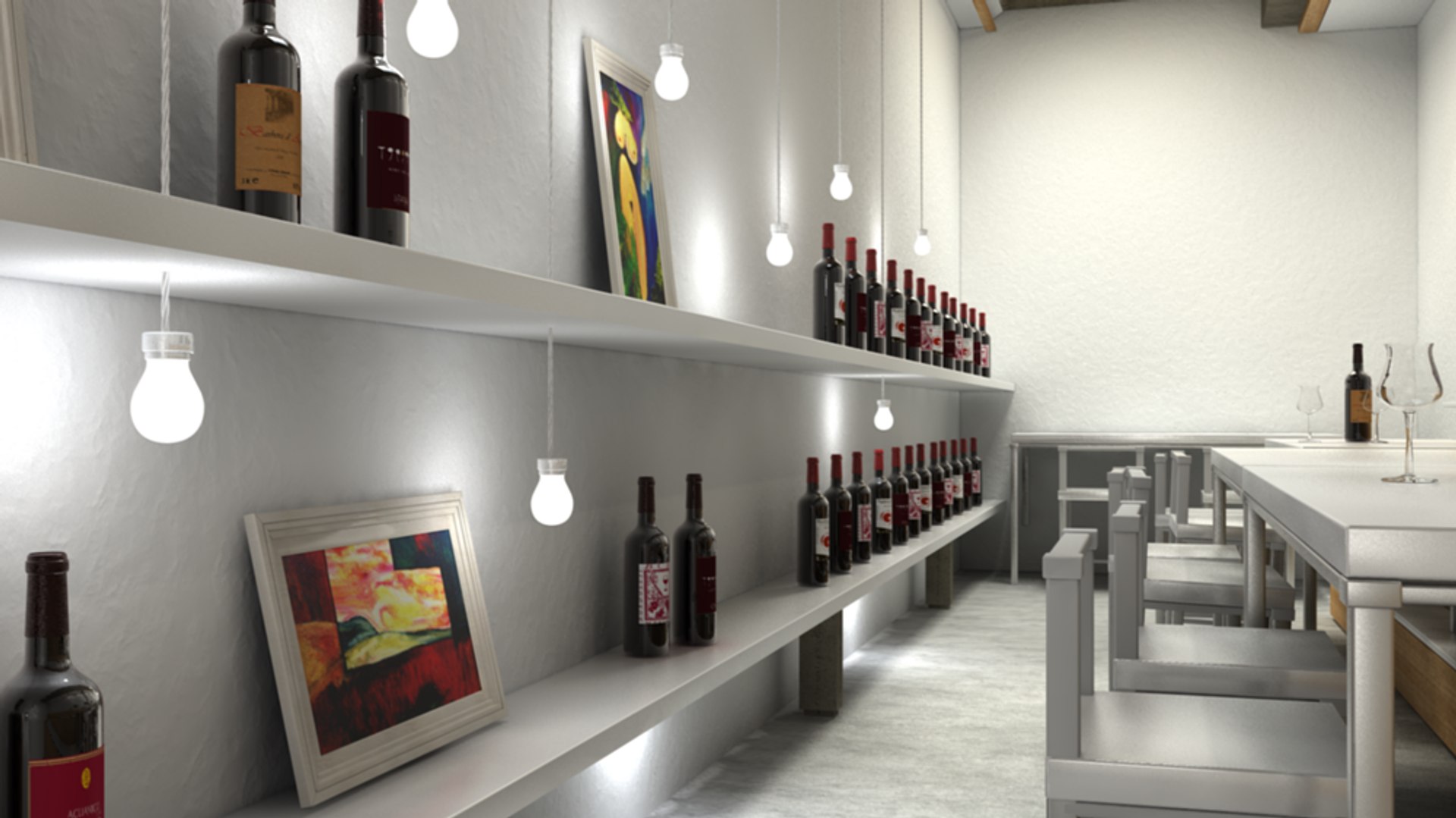 3d Model Wine Bar Interior Scene