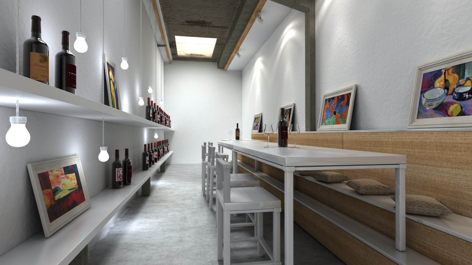 3d Model Wine Bar Interior Scene