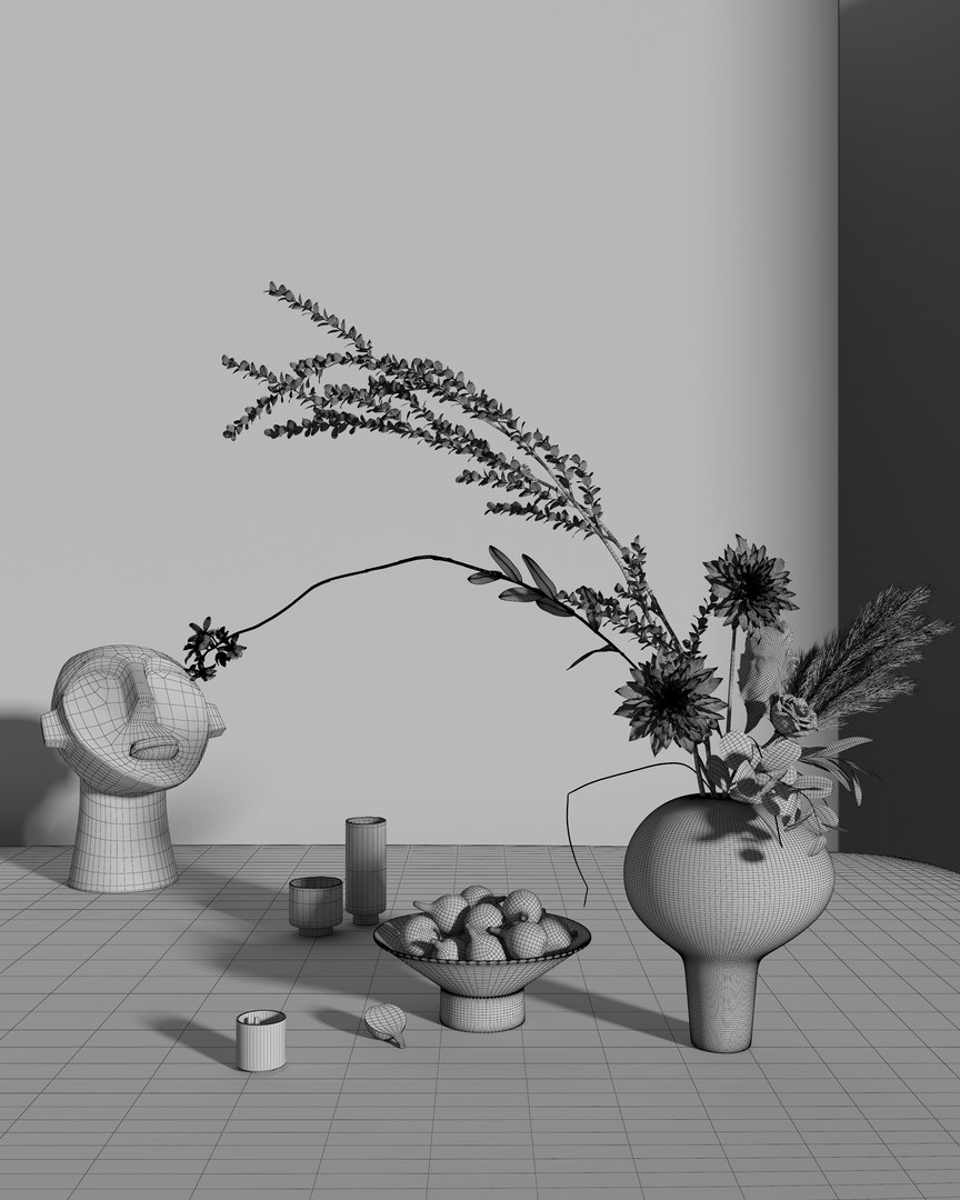 3D Vase Decorative Set - TurboSquid 2144412