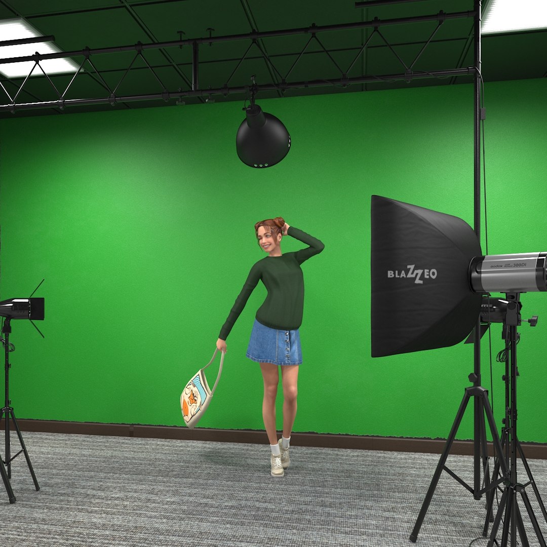 Female Character in Photo Studio Setup 3D model preview