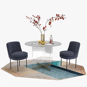 West Elm Calliope Table Modern Curved Chair