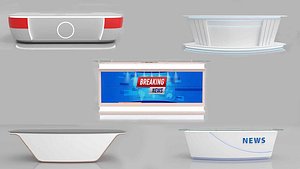 5 virtual News studio Tables 3D model
