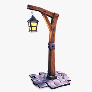 3D stylized lantern pole lights