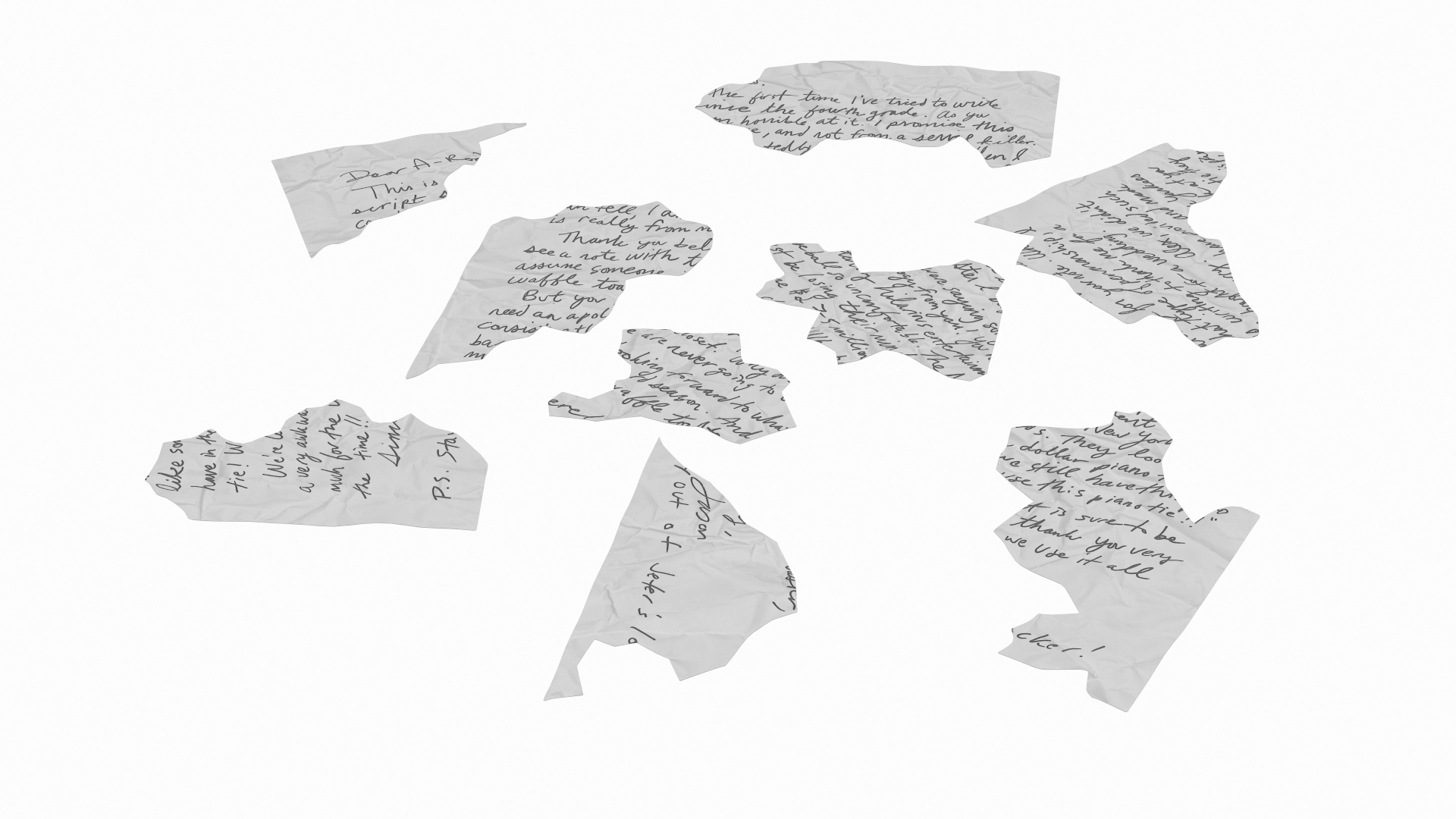 Torn Letter Pieces 3D - TurboSquid 1511247