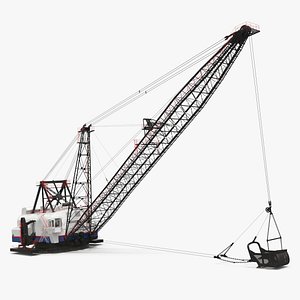 Mining Dragline With Long Boom White Rigged
