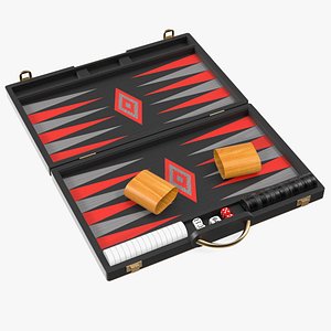 black backgammon board set 3D model