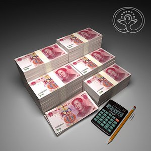 money 100 yuan 3d model
