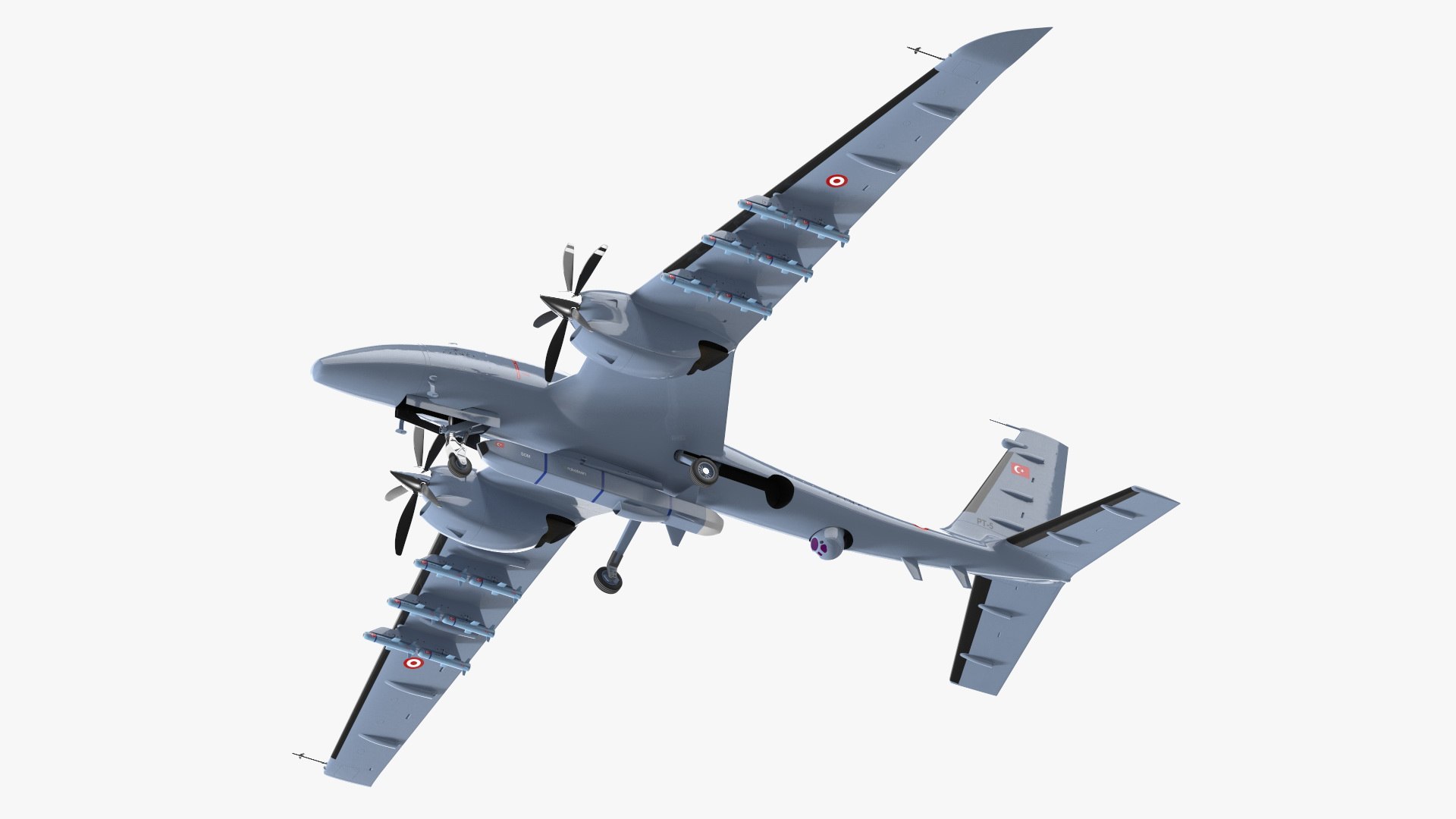 Baykar Bayraktar Akinci Rigged 3D model preview