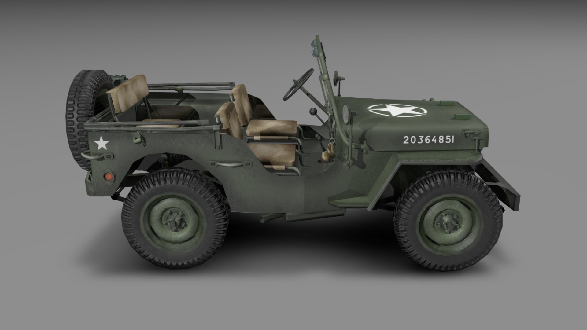 3D Jeep - WWII model https://p.turbosquid.com/ts-thumb/du/Isf1lJ/n3/cm_willys_jeep_product_shot_5/png/1770623036/1920x1080/fit_q87/8d66b0108b9305ae6c57d60b5c133de20b19b50e/cm_willys_jeep_product_shot_5.jpg