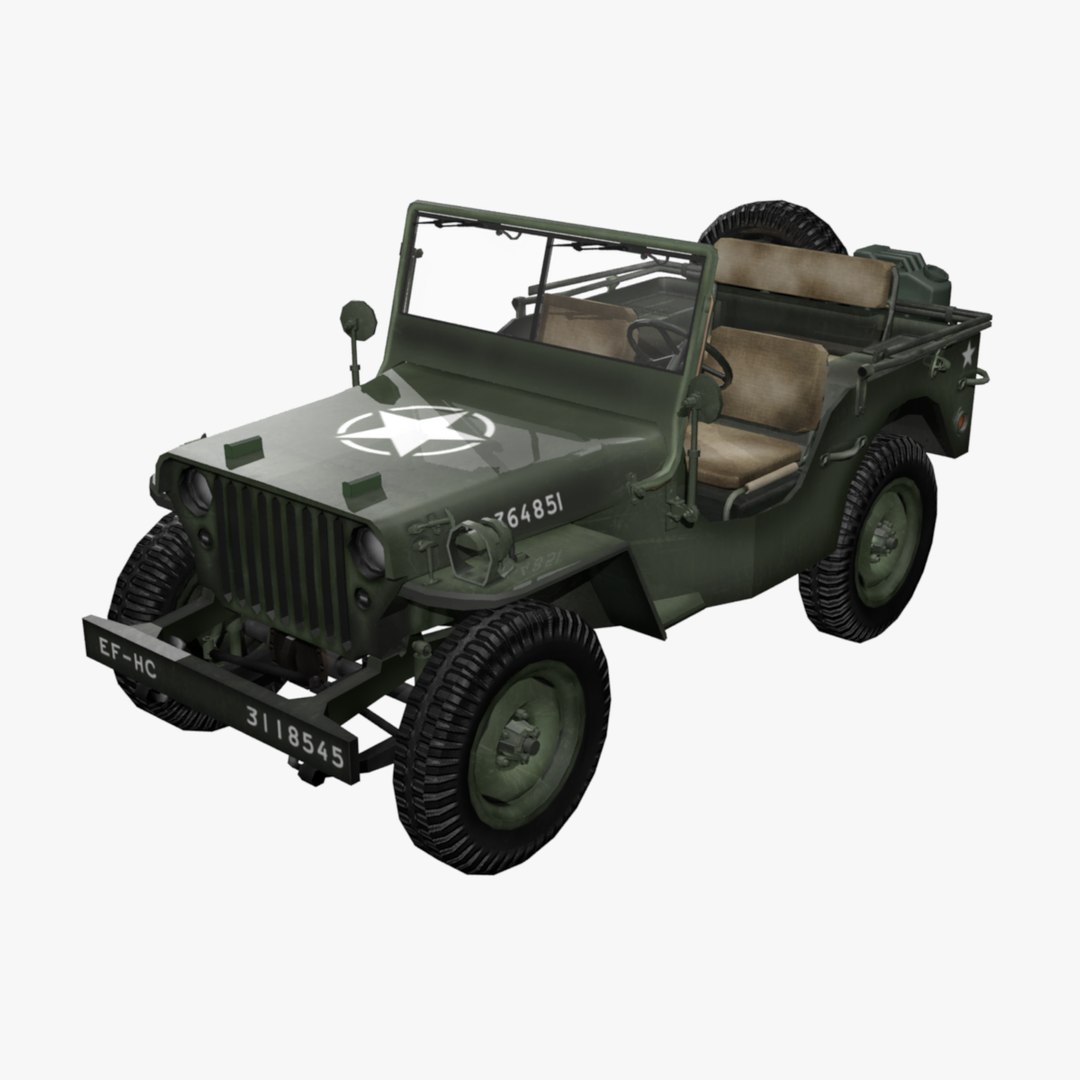 3D Jeep - WWII model https://p.turbosquid.com/ts-thumb/du/Isf1lJ/sa/cm_willys_jeep_search_image/png/1770623037/1920x1080/fit_q87/ca6a70a993433001c697d8be670052d973a9f734/cm_willys_jeep_search_image.jpg