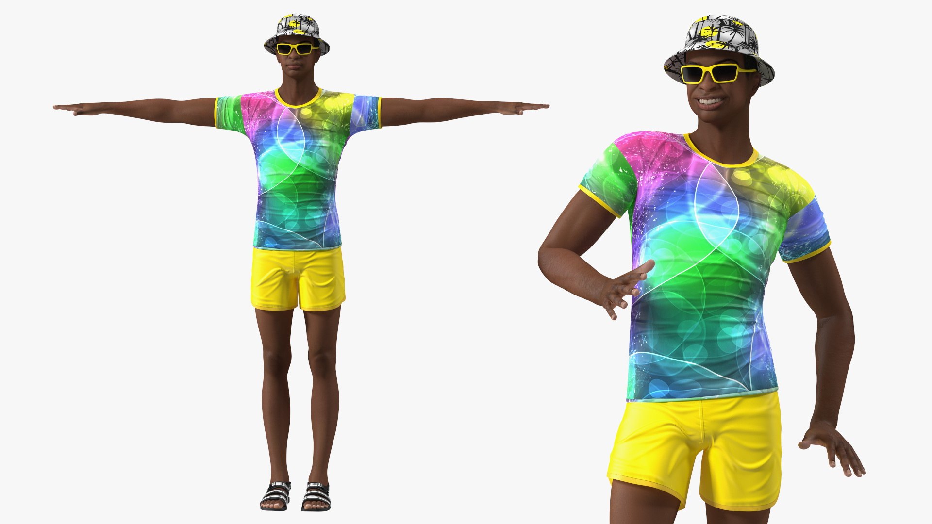 Light Skin Teenager Beach Style Rigged for Cinema 4D 3D model preview