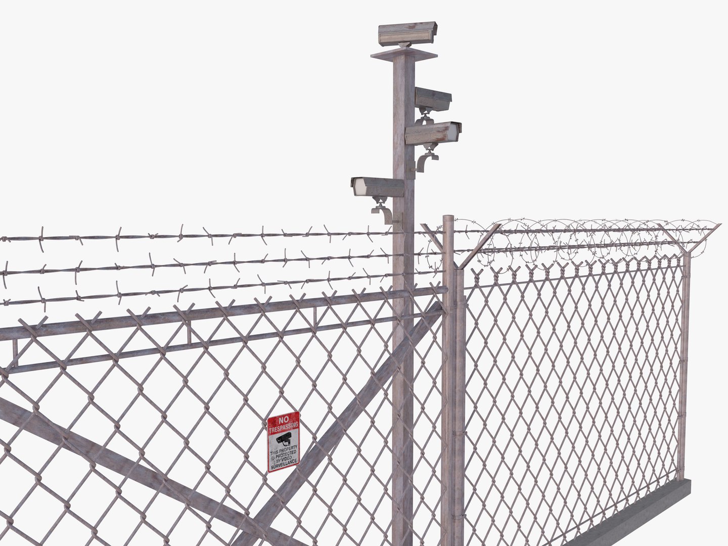 3D Barbed Wire fence collection model TurboSquid 1857244