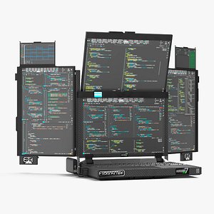 Laptop Expanscape Aurora with Programming Software Rigged 3D model