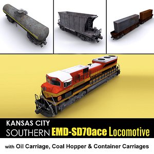 EMD SD70ace locomotive with cargo carriages