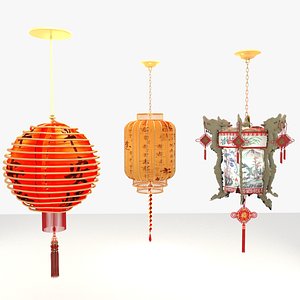 3D Chinese  red lantern