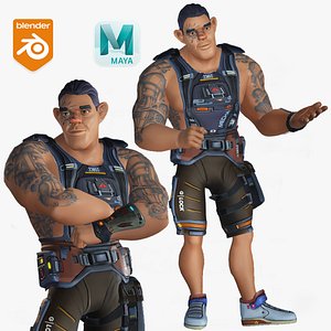 Cartoon Rigged Fighter Boy-Vibbert Character 3D Model