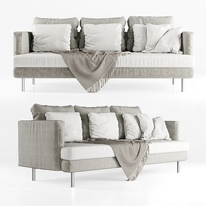 Three-seater velour sofa
