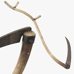 Traditional Farming Scythe Curved Blade Brown model