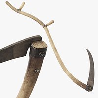 Traditional Farming Scythe Curved Blade Brown