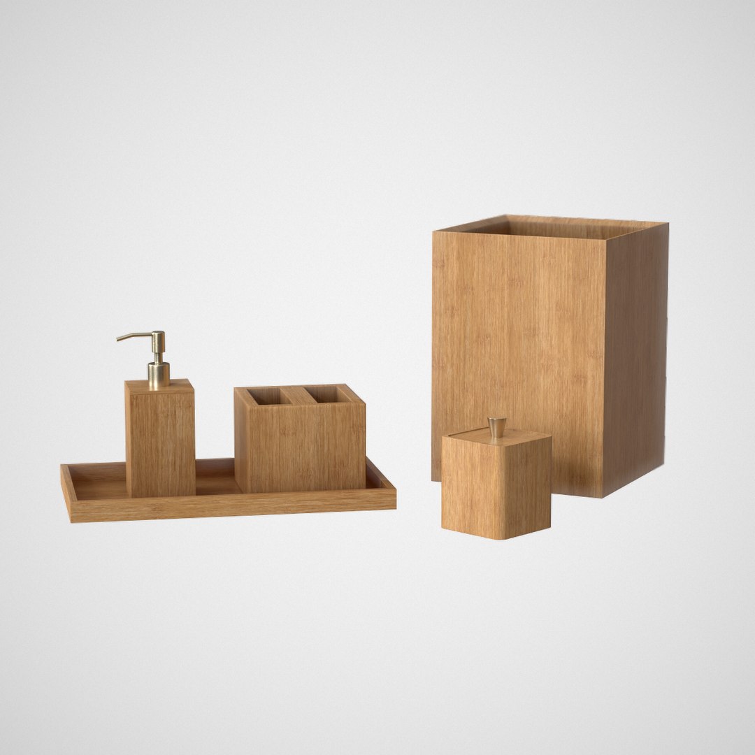 3D Cillian Bamboo bathroom accessories - TurboSquid 1753636