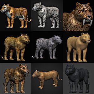 fully rigged big cat forest animals collection