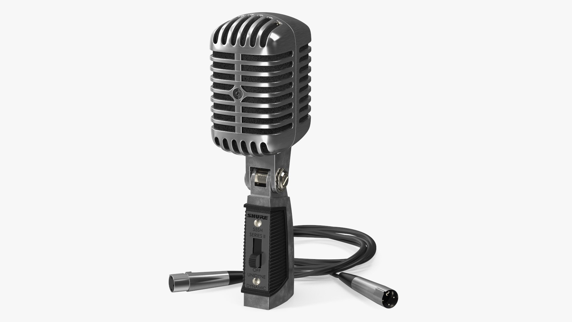 Vintage Microphone Shure and Cable 3D model preview
