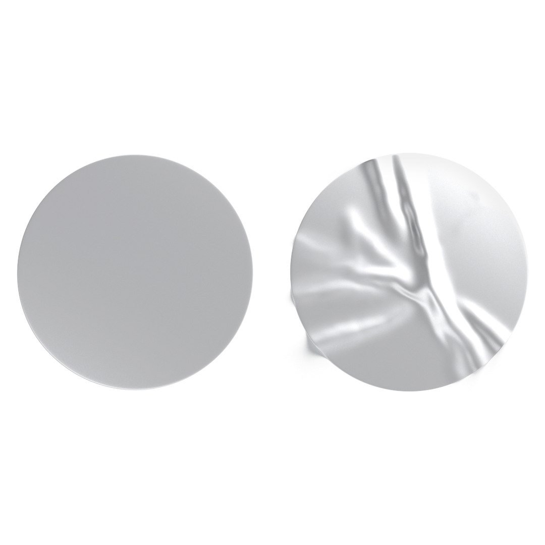 Two Round Stickers - Silver Smooth And Rugose Glued Label 3D Model ...