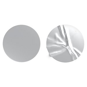 Two Round Stickers - silver smooth and rugose glued label 3D model