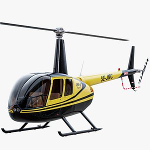 3D model Helicopter Robinson R44 Yellow PBR