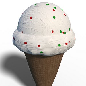 Ice Cream Cone Vanilla 3D