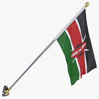 Kenya Cloth Flag Wall Mount Animated Loop