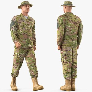 US Army Soldier Camouflage Uniform Rigged for Maya