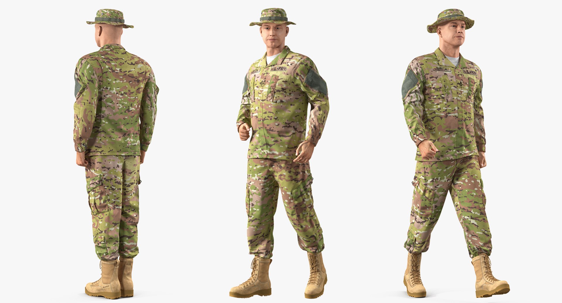 US Army Soldier Camouflage Uniform Rigged for Maya 3D model preview