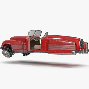 3D Red Retro Hovercar Old Rigged for Cinema 4D model