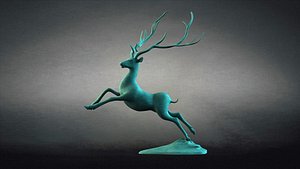 3D Antelopes bronze deer  animal sculptures
