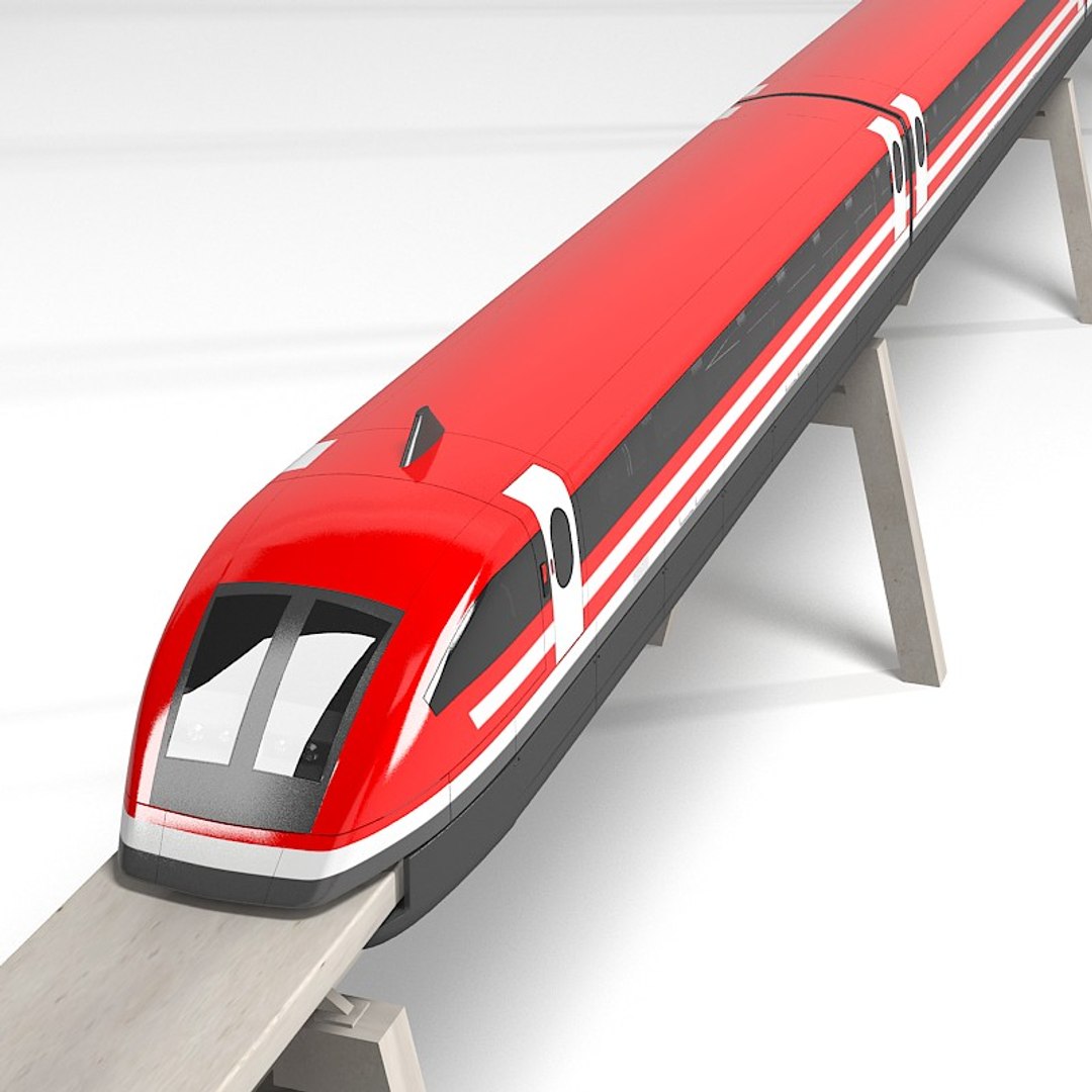 Red Maglev Bullet Train Engine 3D Model $99 - .3ds .blend .c4d .fbx .max  .ma .lxo .obj - Free3D