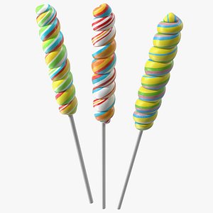 Three Mini Twist Lollypop Candy 3D model