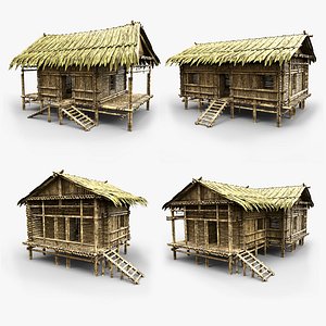 BAMBOO HOUSE JUNGLE HUT CASTAWAY SURVIVAL BUILDER COLLECTION AAA model