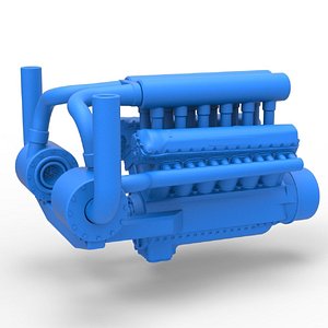 Diecast Turbo engine V12 for pulling tractor 2 Scale 1 to 25 3D model