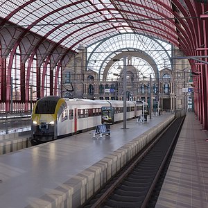 Antwerp Central Station - Corona Render  FBX  OBJ  Textures