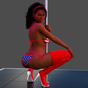 3D Pole Dancer Stripper  African American