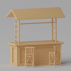 3D Tropical Bamboo Beach Bar Tiki