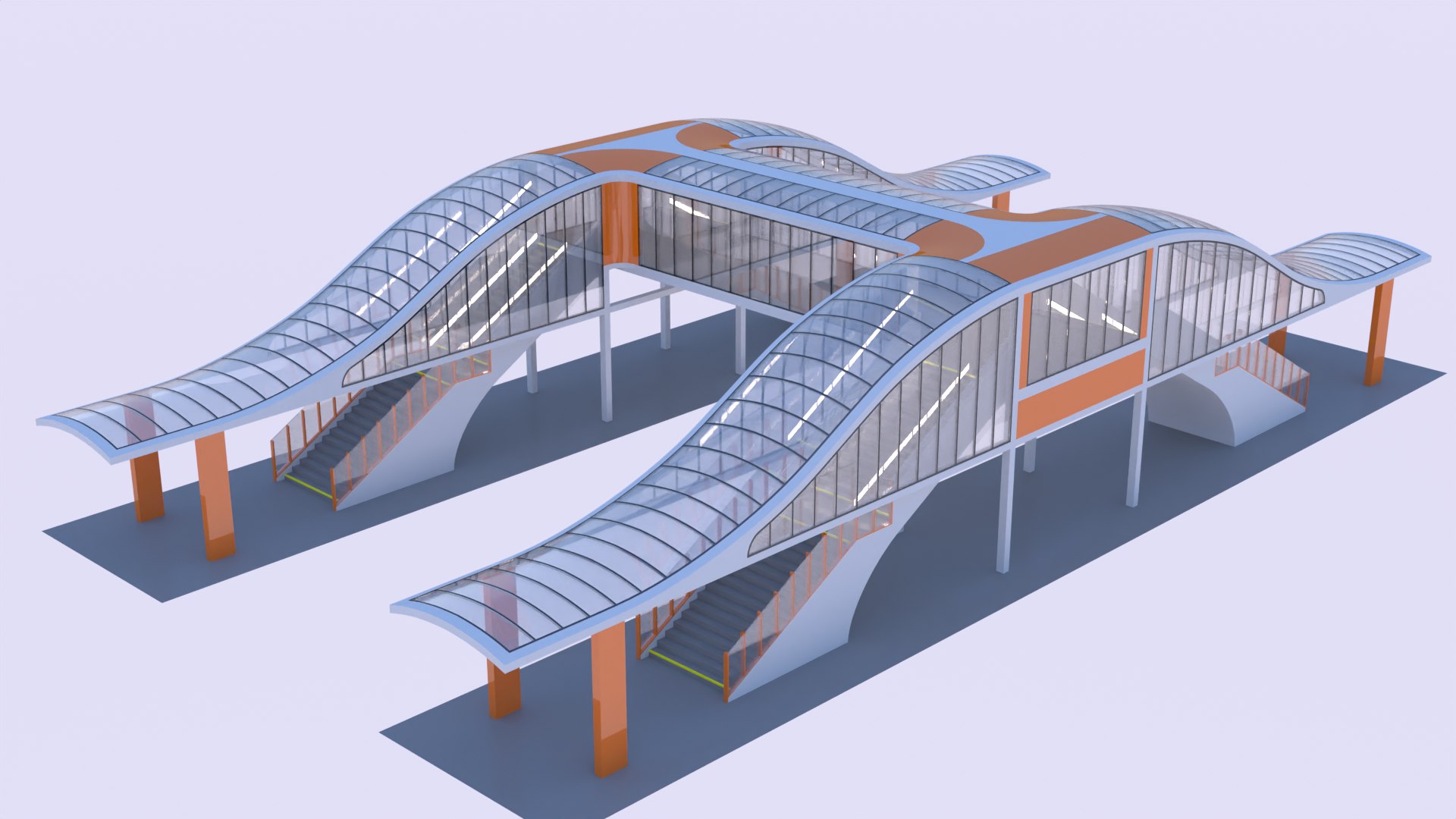 Bus Stop And Pedestrian Bridges 3D Model - TurboSquid 2192655