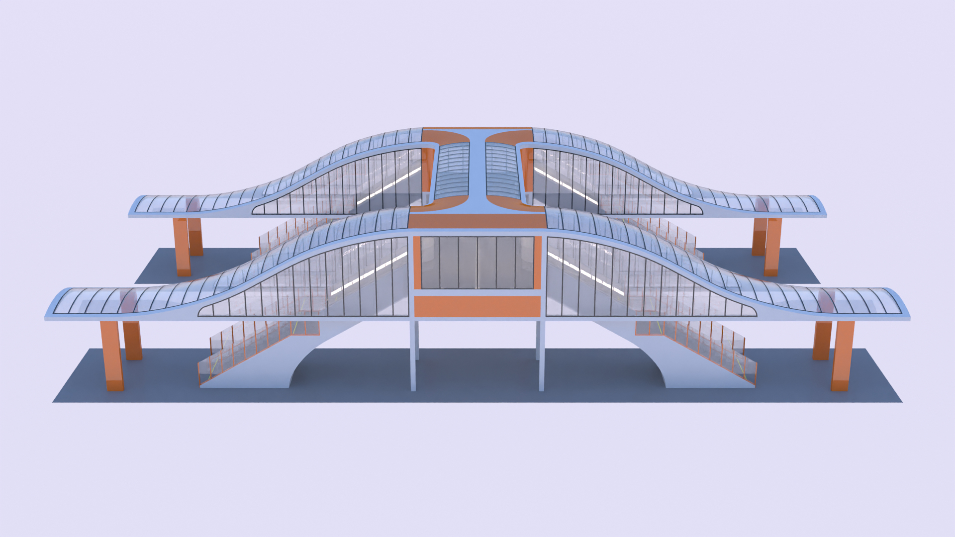 Bus Stop And Pedestrian Bridges 3D Model - TurboSquid 2192655