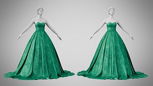 Dress 47 Emerald Velvet Green With Design